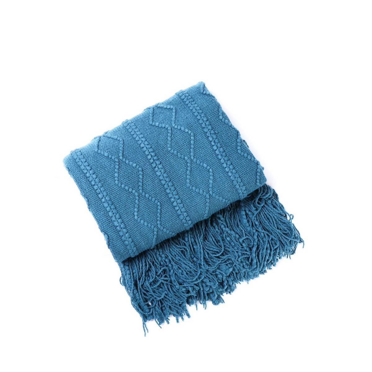 KNITTED WARM BLANKET WITH TASSELS
