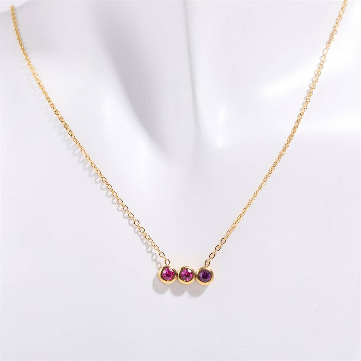 12 Birthstone Pendant Clavicle Necklace_CWMM5670