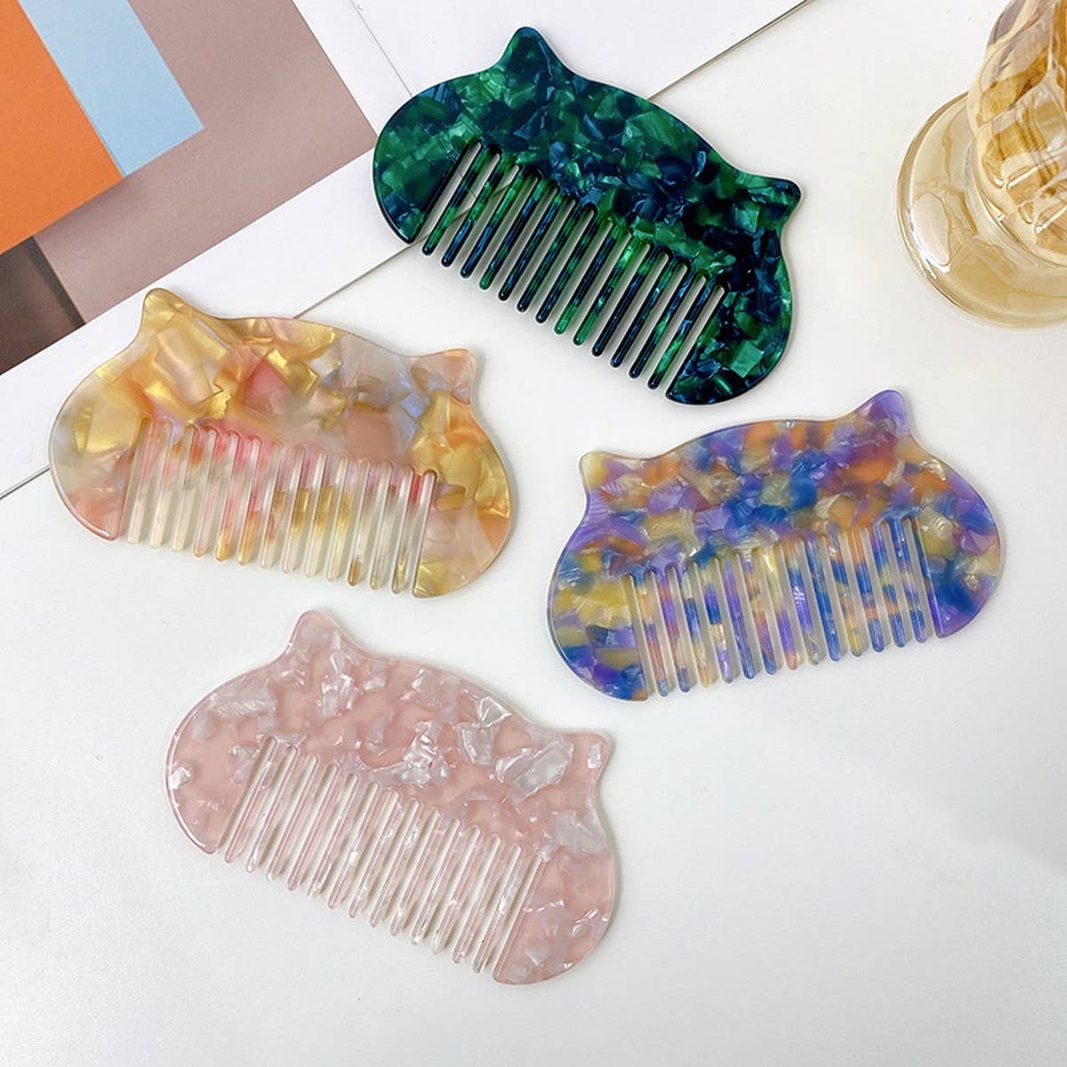 10cm Acetate Cartoon Comb Colorful Hair Comb_CWMM6440