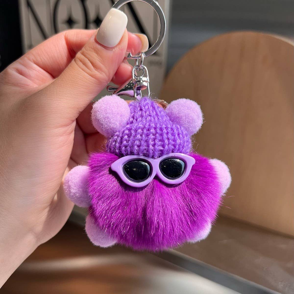 CUTE RABBIT FUR BRIQUETTES CAR KEYCHAIN PENDANT