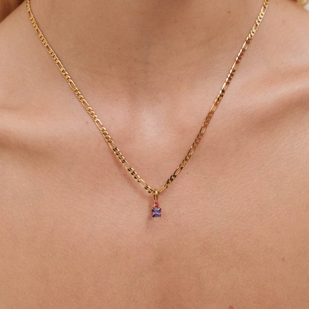 SIMPLE AND FASHIONABLE COLORFUL ZIRCON NECKLACE