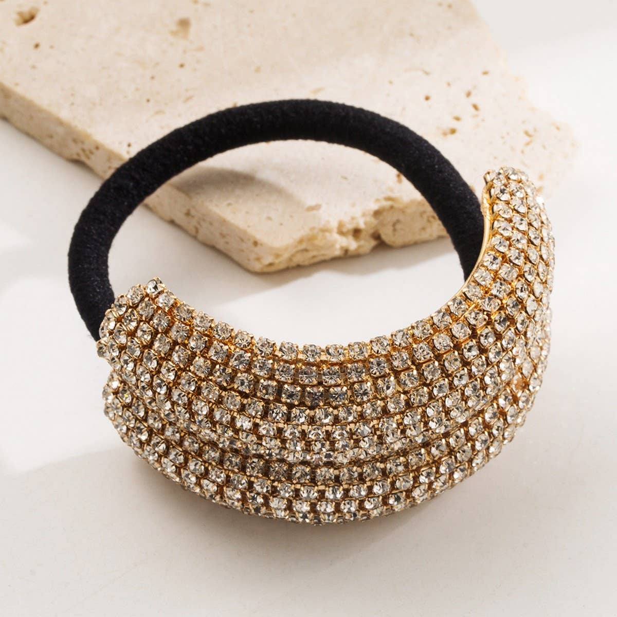 Metallic Rhinestone Elastic Hair Tie for Women
