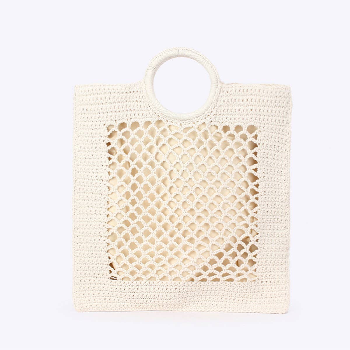 NEW SOLID COLOR COTTON ROPE WOVEN BAG_CWAB4715