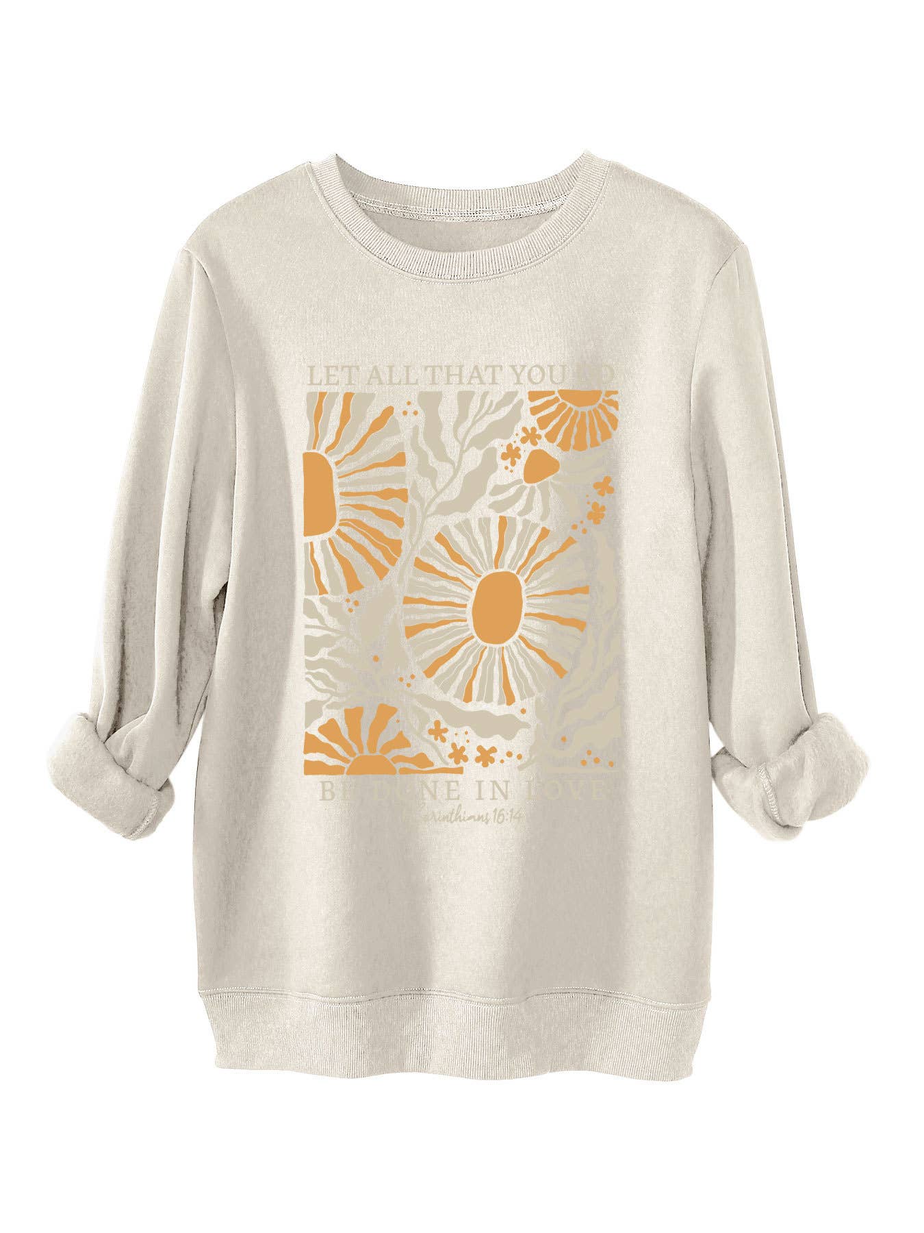 Fashion printed loose round-neck pullover hoodie