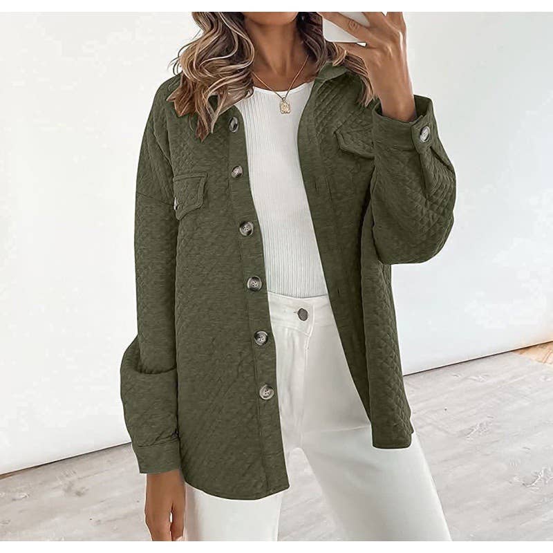 LIGHT CASUAL SOLID COLOR COAT WITH DIAMOND POCKET