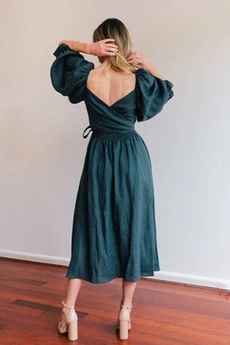 CWDMD5769_V-NECK ELEGANT MID-LENGTH SLEEVES TWO-WAY DRESS