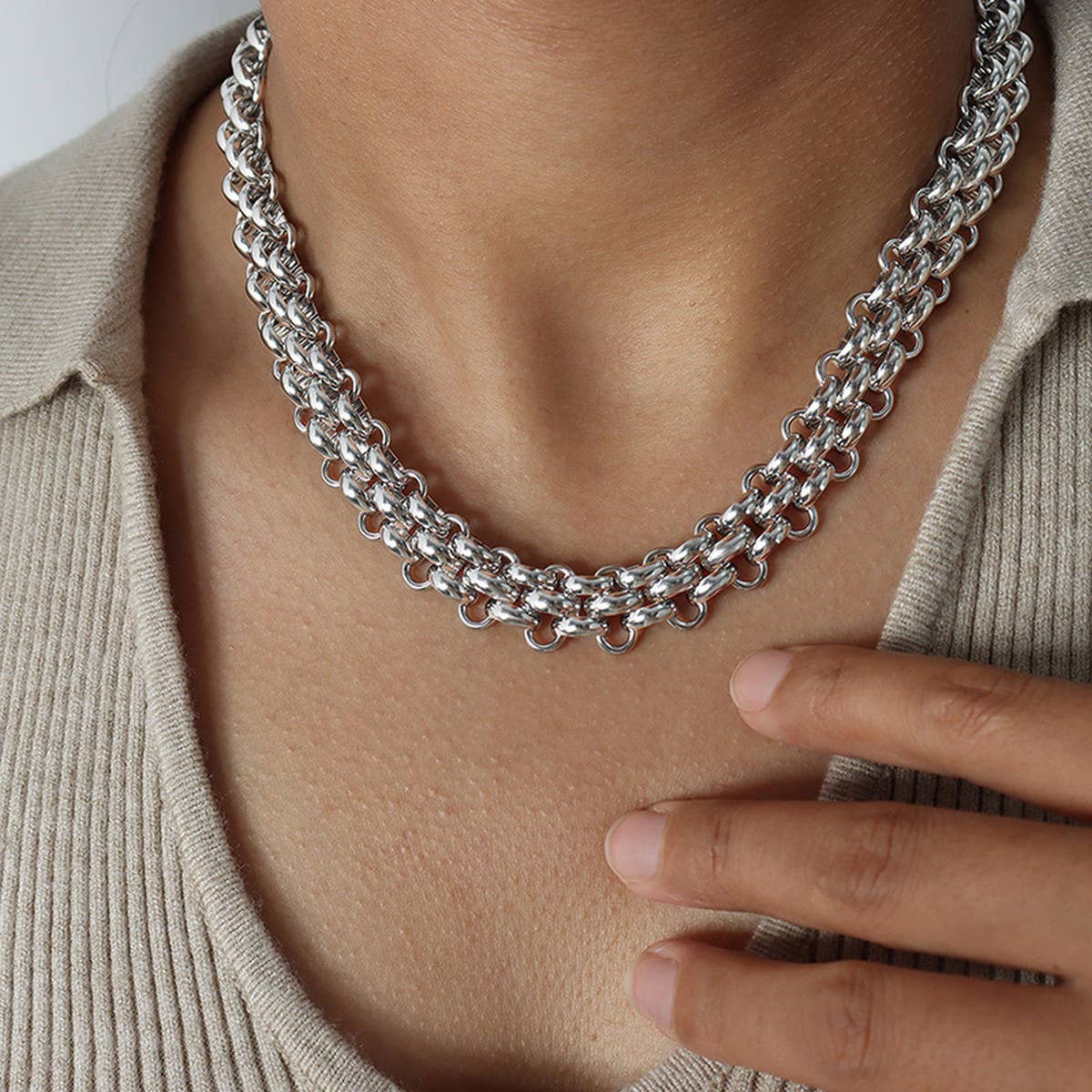 TITANIUM STEEL THICK CHAIN BRACELET NECKLACE