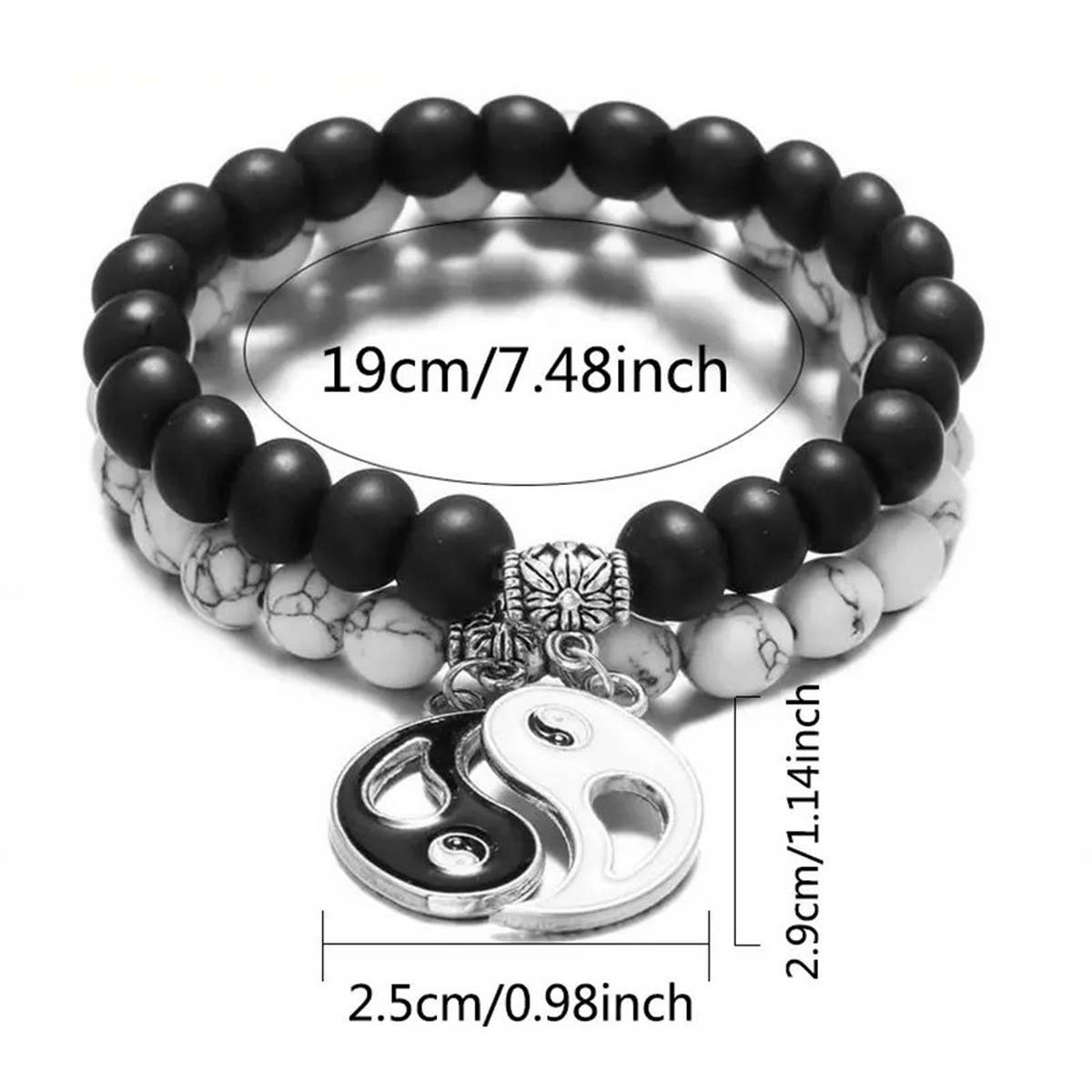 CWAJE4231_WHITE TURQUOISE BLACK AND WHITE TAI CHI BRACELET