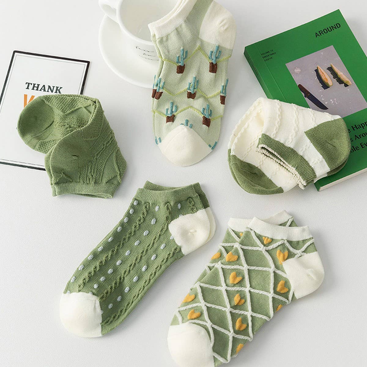 GREEN BOAT SOCKS BREATHABLE SUMMER COTTON SOCKS