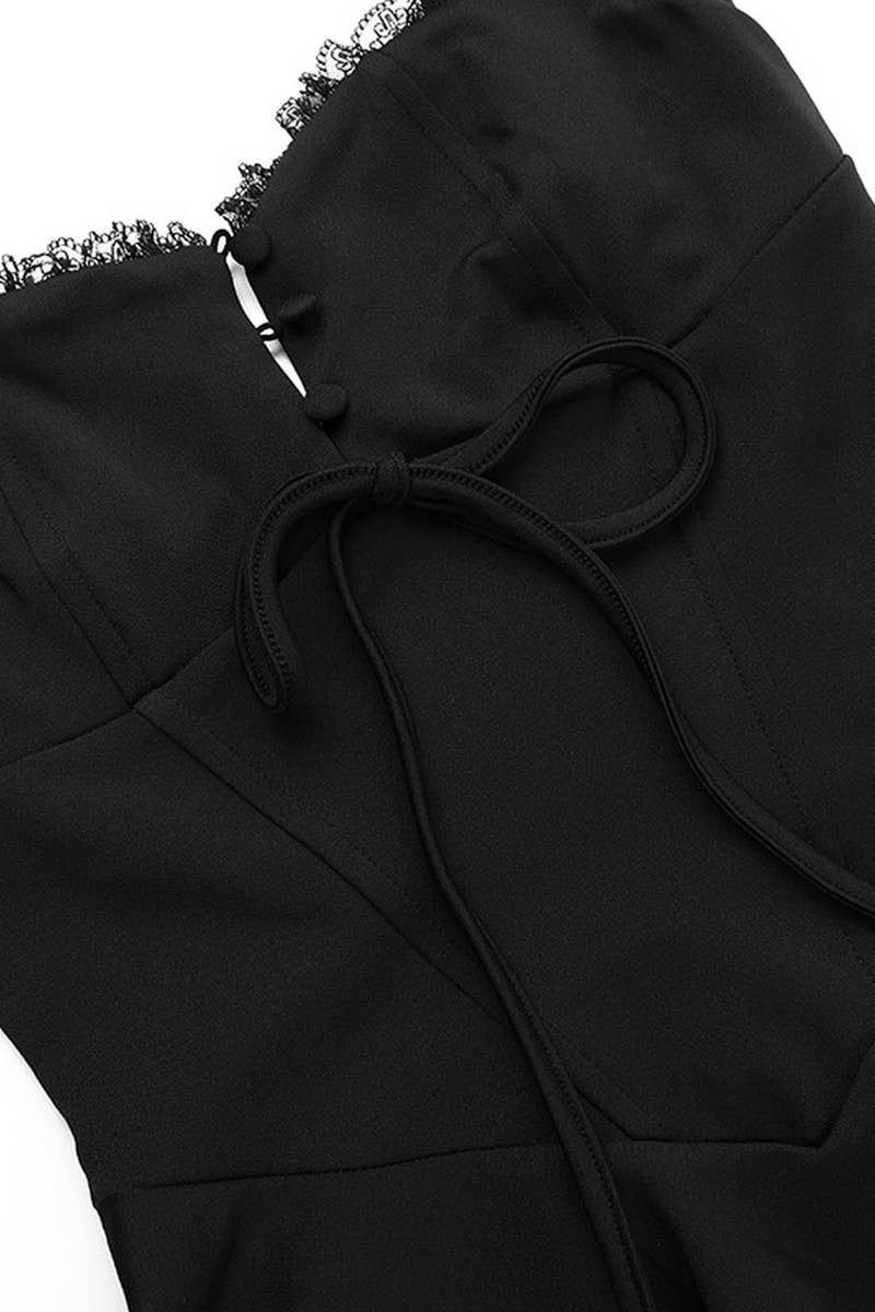 CWDSD6719_PURE COLOR TEMPERAMENT SEXY SUSPENDER DRESS