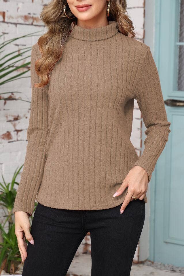 SOLID COLOR HIGH NECK BLOUSE FOR WOMEN