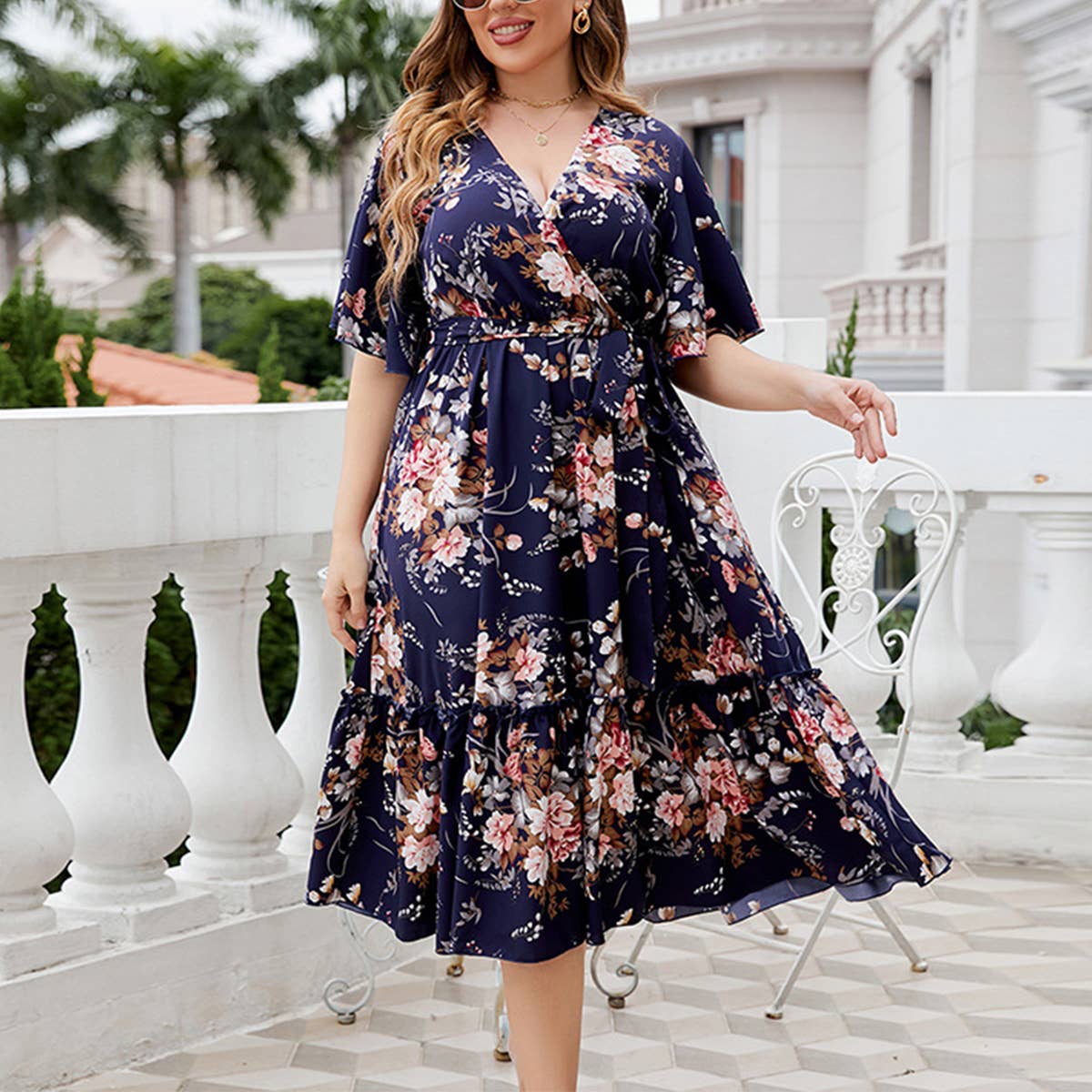 Boho Floral V-Neck Dress ??Plus Size Summer_CWDMD5964