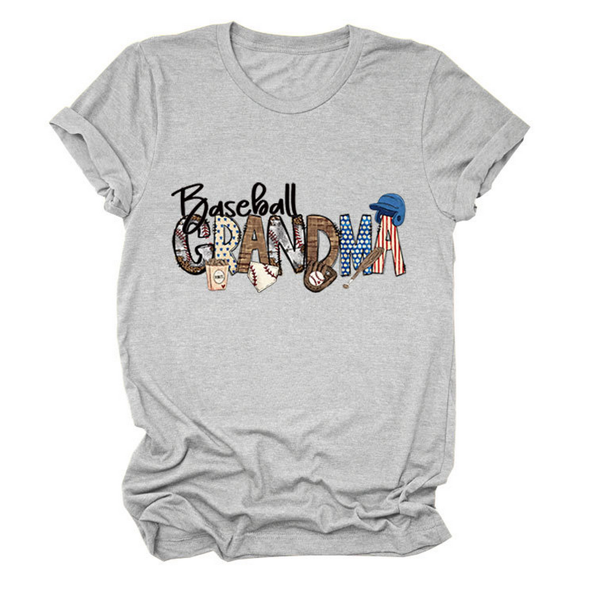 Casual Crew Neck Tee ?œBaseball Grandma??Shirt_CWTTSL0496