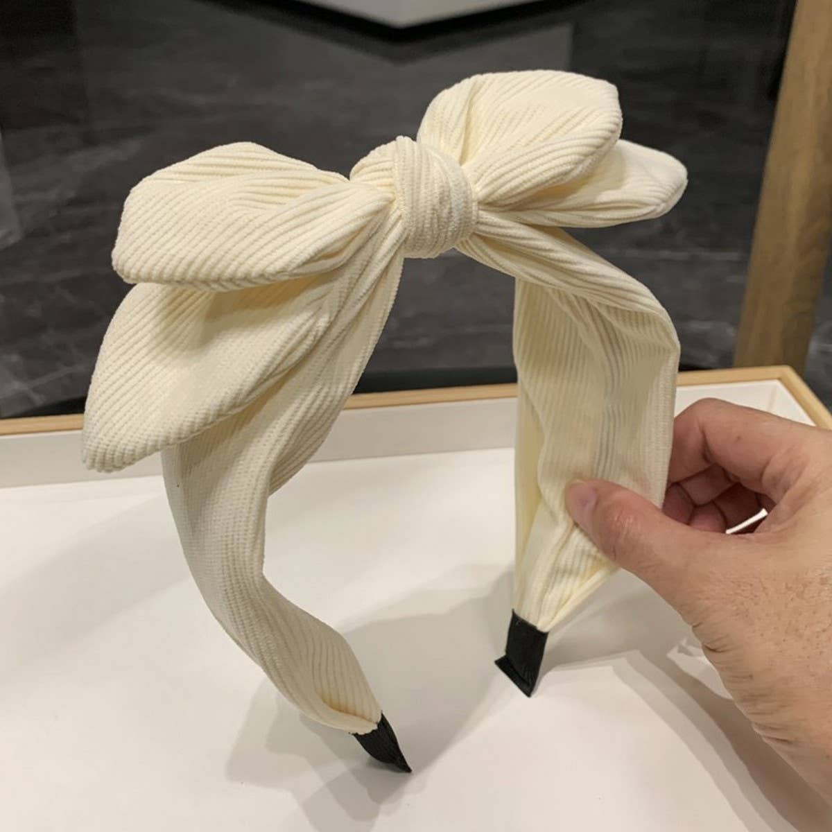 AUTUMN AND WINTER RABBIT EARS CUTE BOW HEADBAND_CWAHA2559