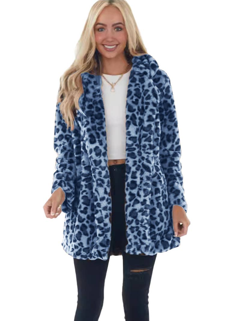 STYLISH FAUX FUR COAT WITH BAGGY FUR POCKETS