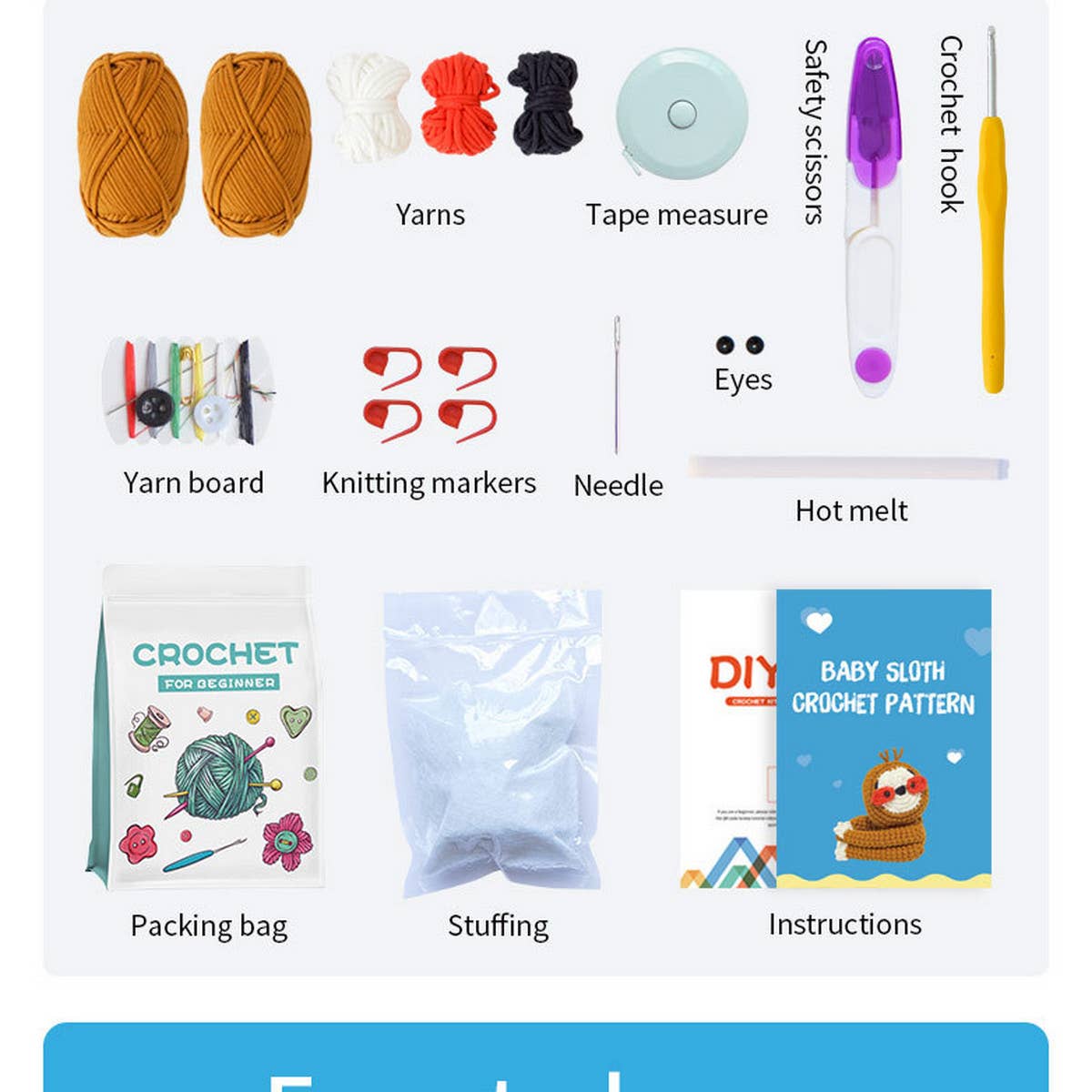 HANDMADE DIY SLOTH DOLL MATERIAL KIT