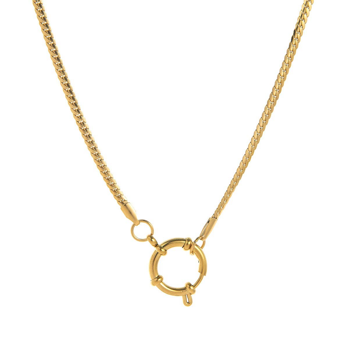 Basic loose chain heart round necklace_CWMM5711