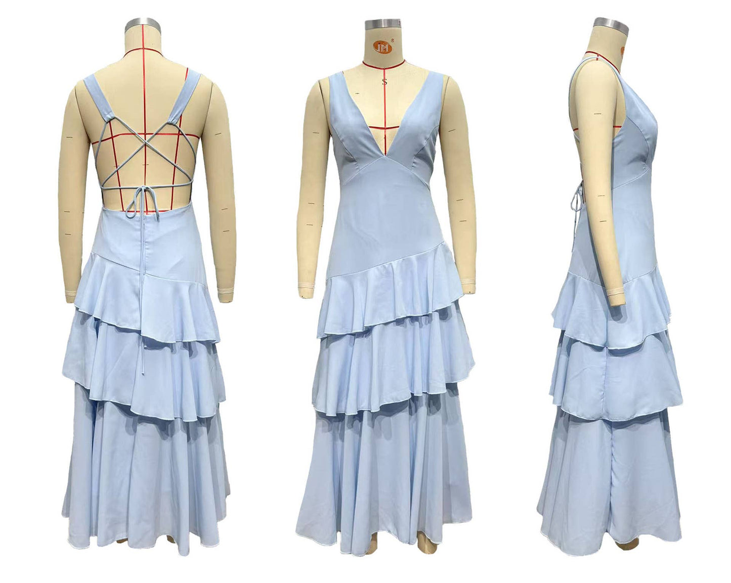 Stylish sleeveless V-neck French cake dress