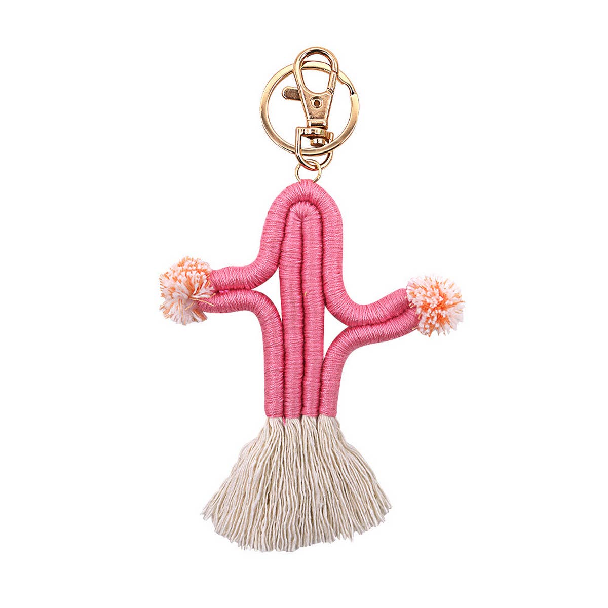 HAND-WOVEN CACTUS FUR BALL KEYCHAIN