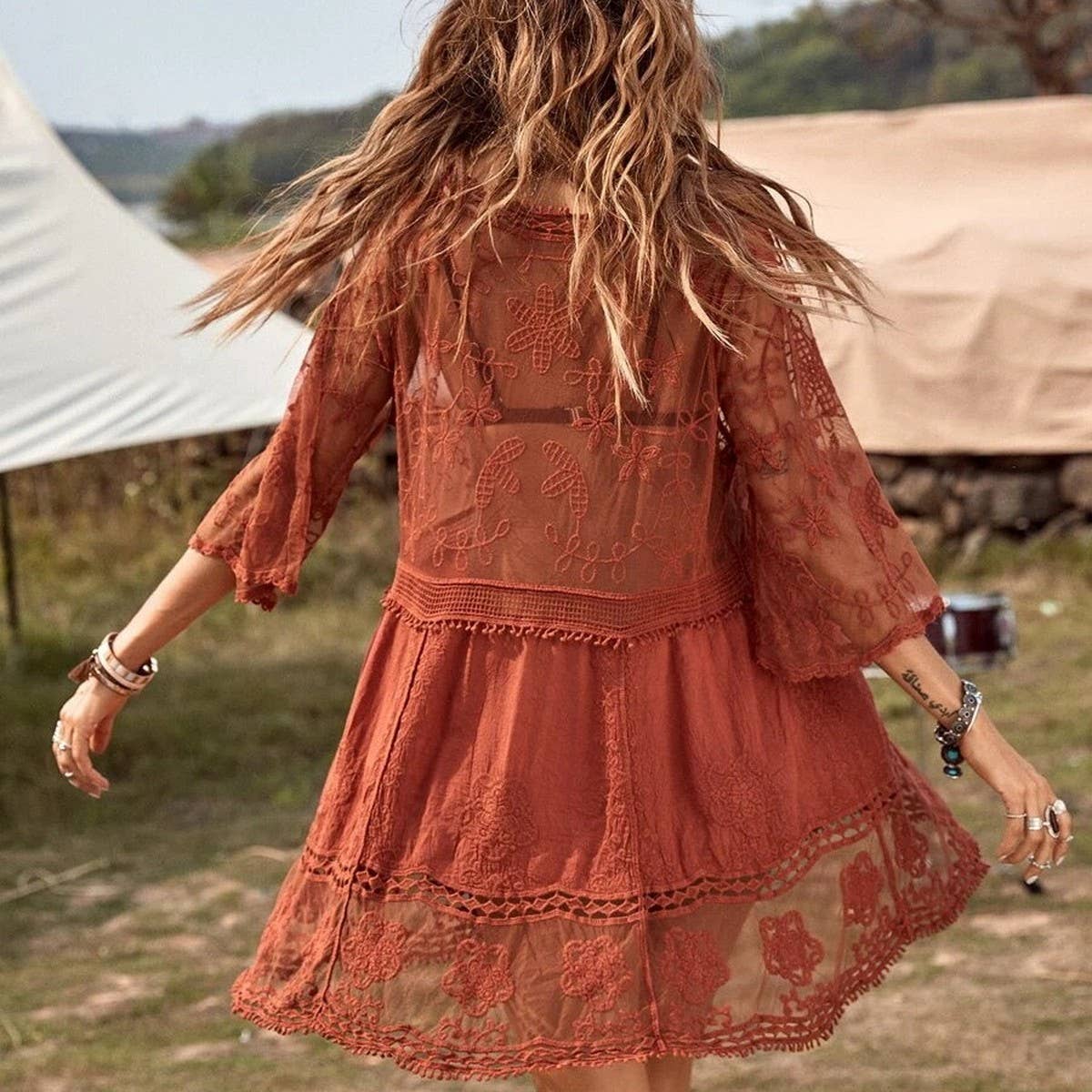 LACE BIKINI SWIMSUIT BEACH COVERUP WOMEN