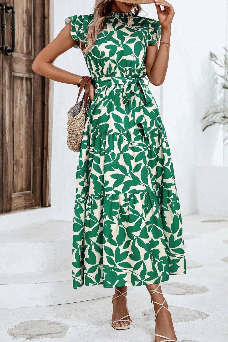 CWDMD4953_SUMMER RUFFLED FASHIONABLE PRINT FAIRY DRESS