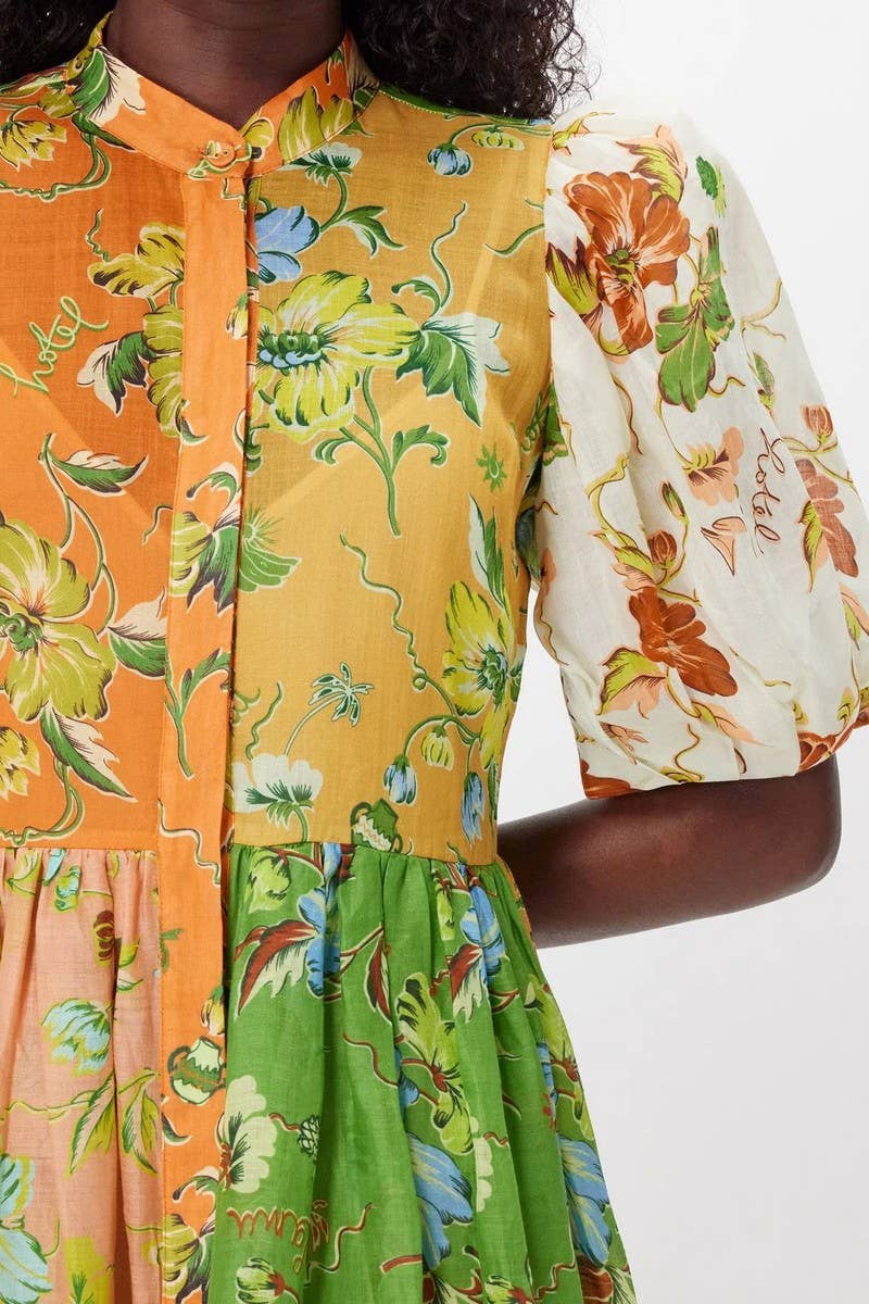 CWDMD5743_NEW SUMMER FLORAL PRINT PUFF SLEEVE DRESS