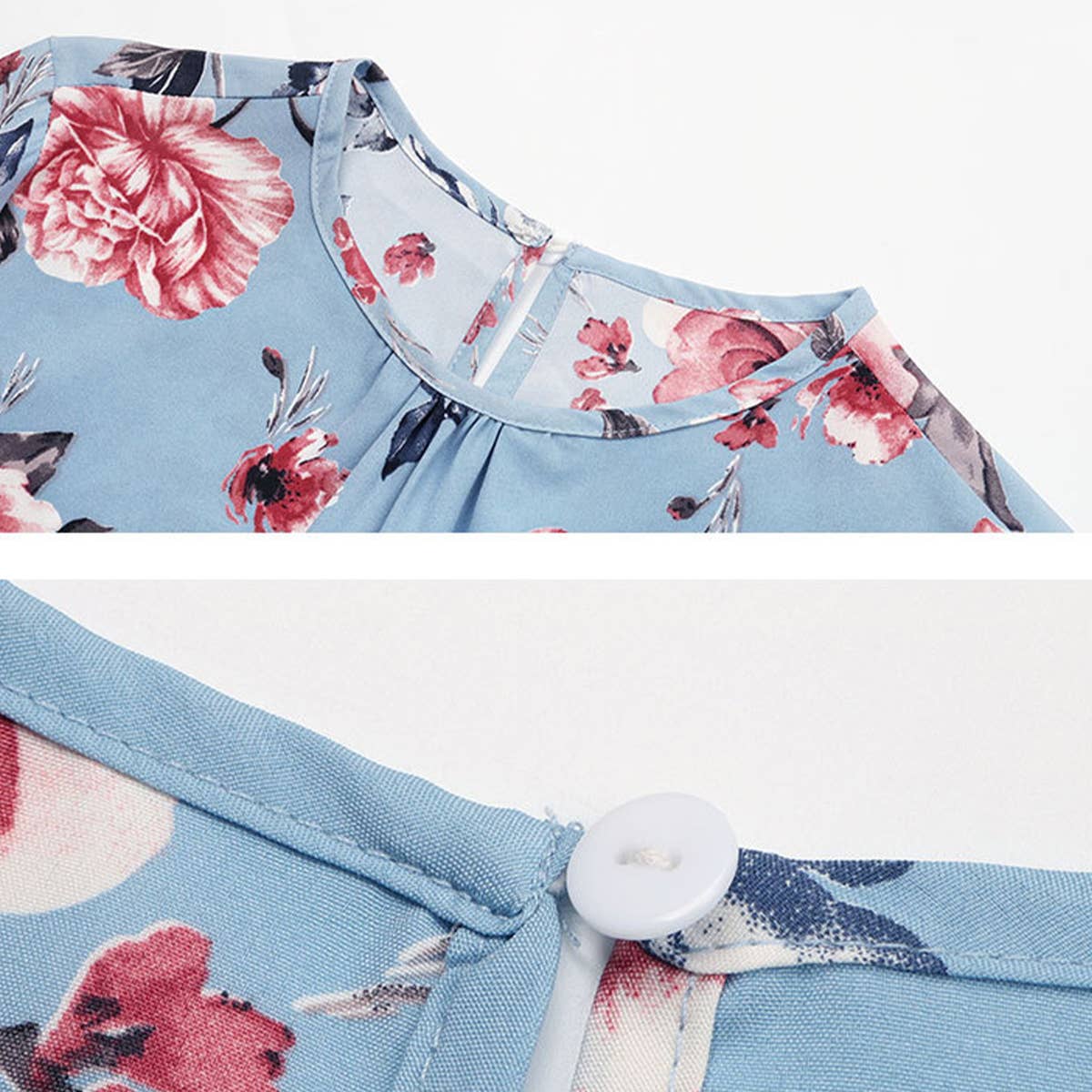 MID-LENGTH CREW-NECK PLEATED PRINTED DRESS