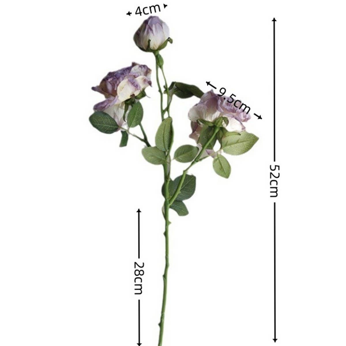 2-Flower 1-Bud Burnt Edge Dried Rose Artificial_CWMM6477