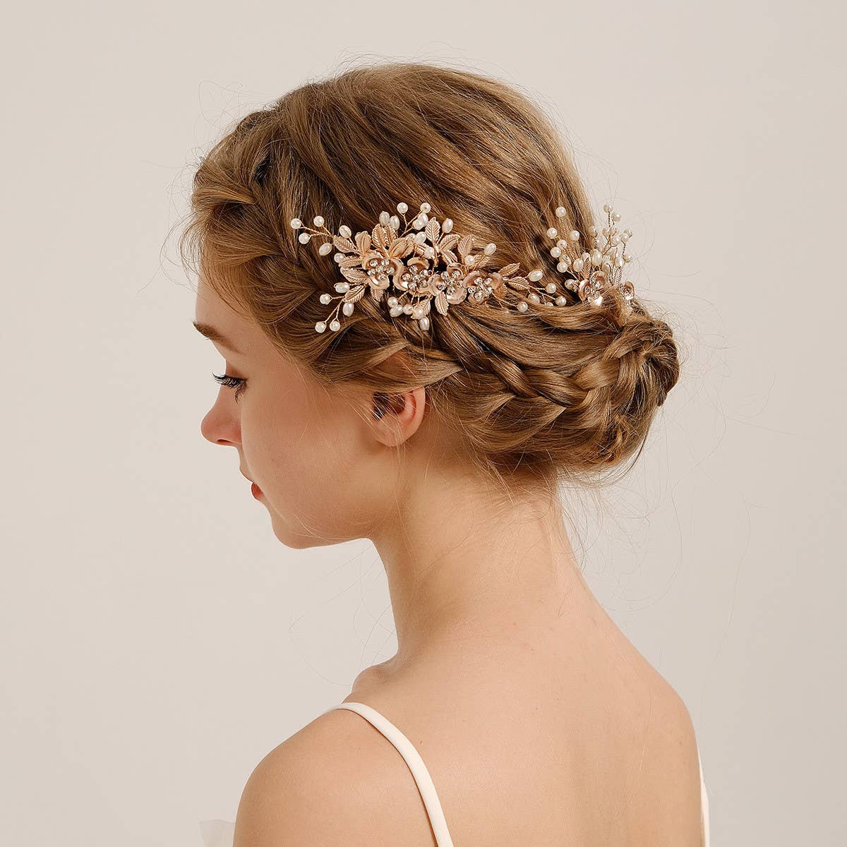 FLOWERS, LEAVES, PEARLS, BRIDAL HAIR ACCESSORIES