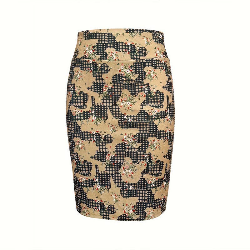 Stylish and elegant printed split wrap hip skirt