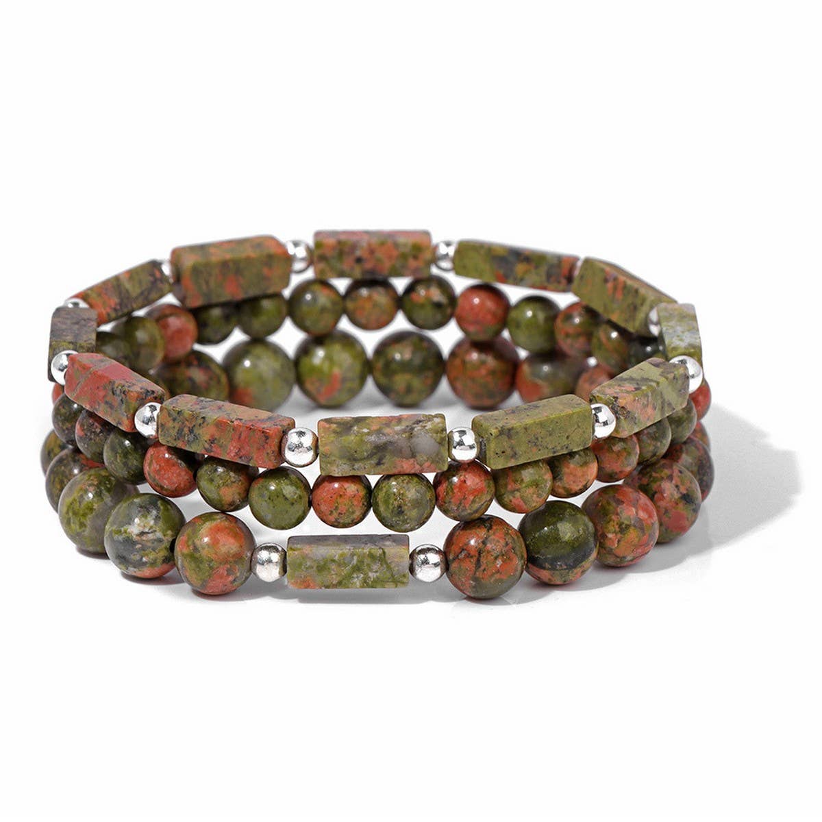 CWAJE4235_NATURAL STONE BEADS VINTAGE BRACELET SET