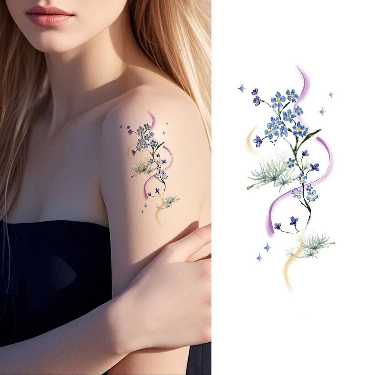 Elegant Floral Arm Tattoos Waterproof&Long Lasting