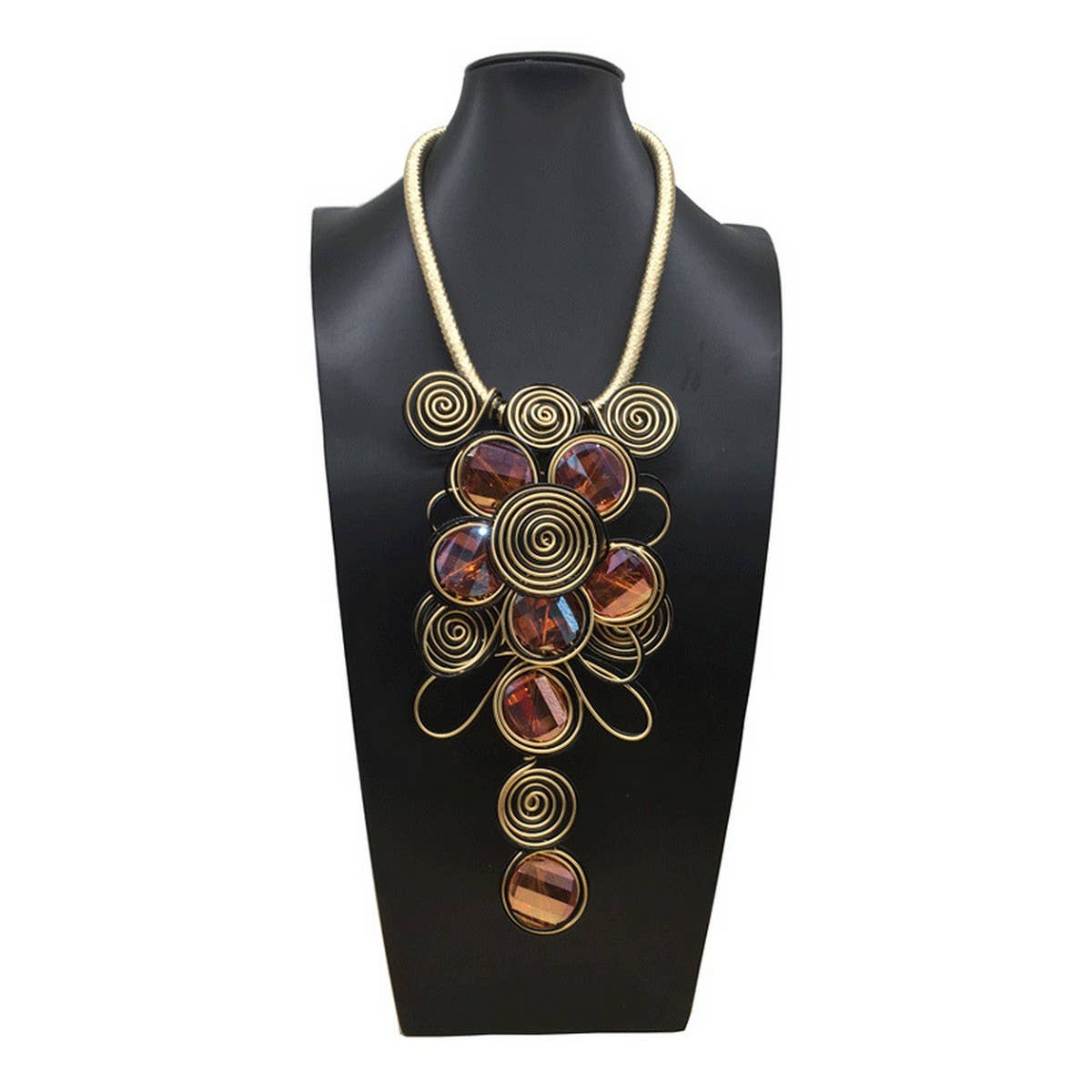 CRYSTAL ALUMINUM WIRE NECKLACE EARRING SET