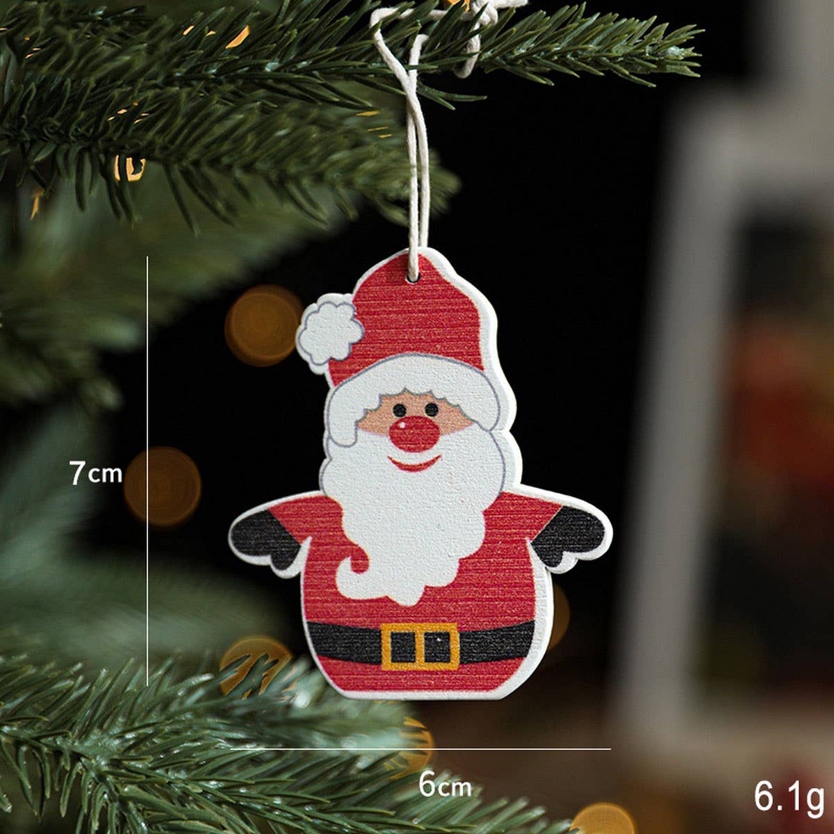 Colorful Wooden Santa Snowflake Tree Ornament