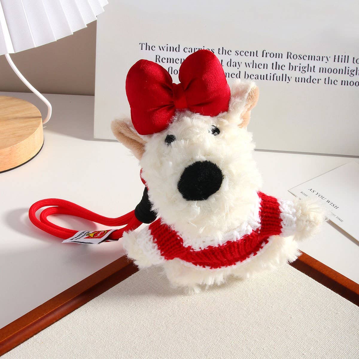 Westie Dog Plush Keychain with Messy Style