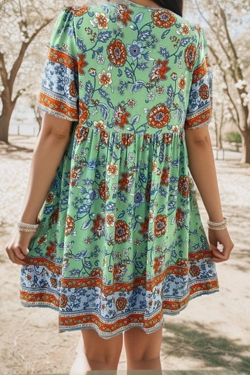 CWDSD8230_SPRING AND SUMMER LEISURE RESORT PRINT DRESS