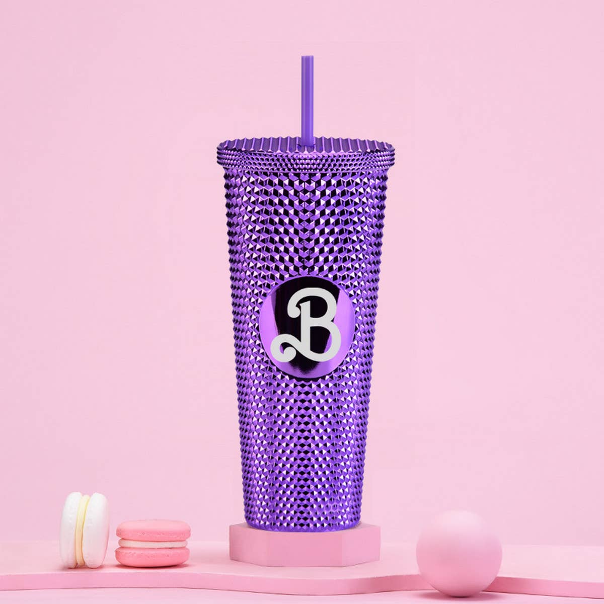 DOUBLE LAYER PORTABLE PLASTIC STRAW DIAMOND CUP