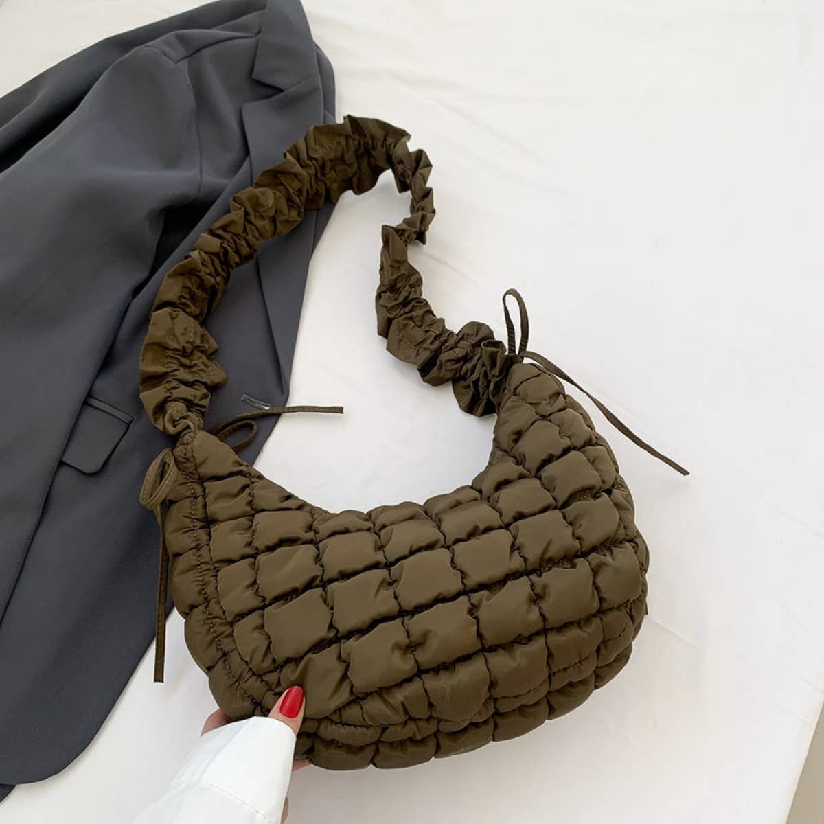 Ruffle Cloud Bag Trendy Puffy Shoulder_CUAB00523