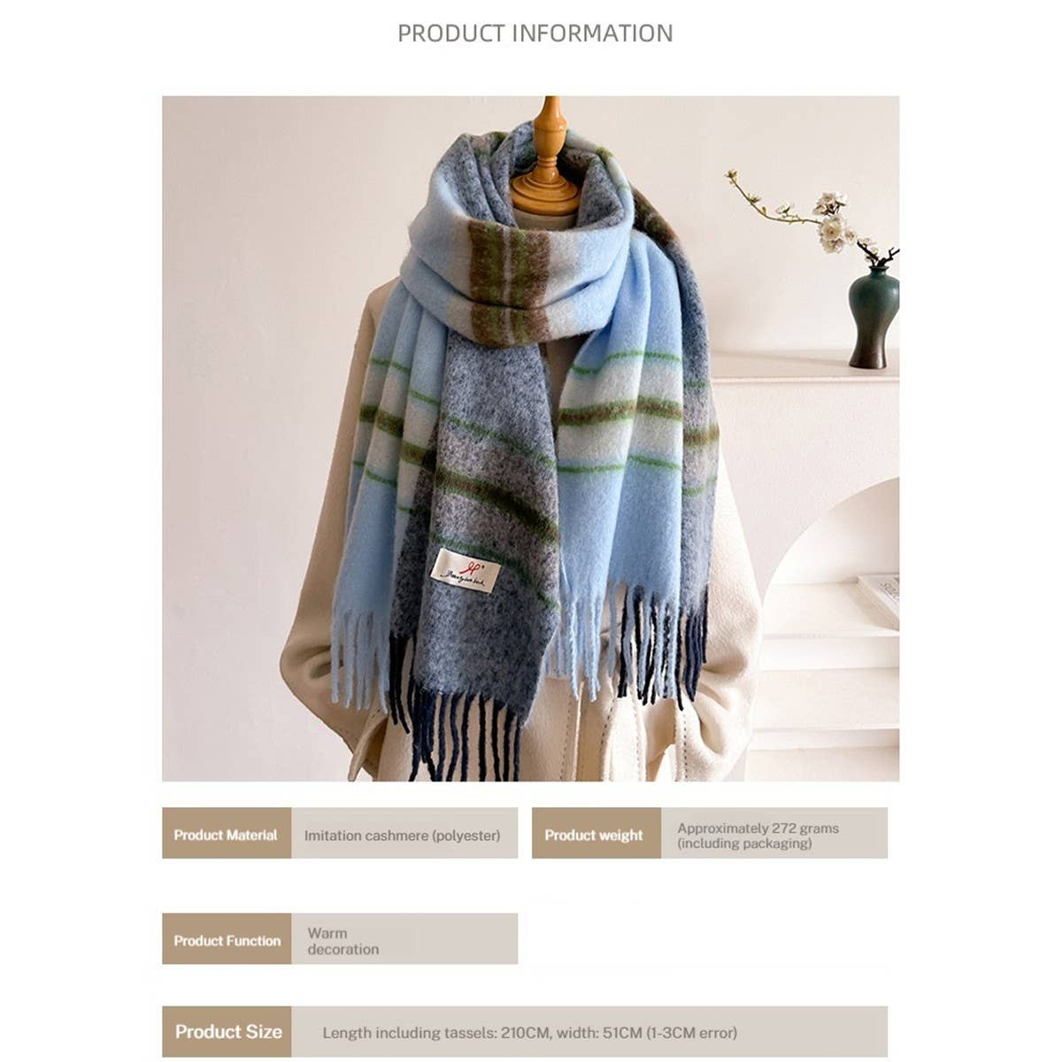 Soft Gradient Knit Tassel Scarf Wrap Shawl_CWASC2739