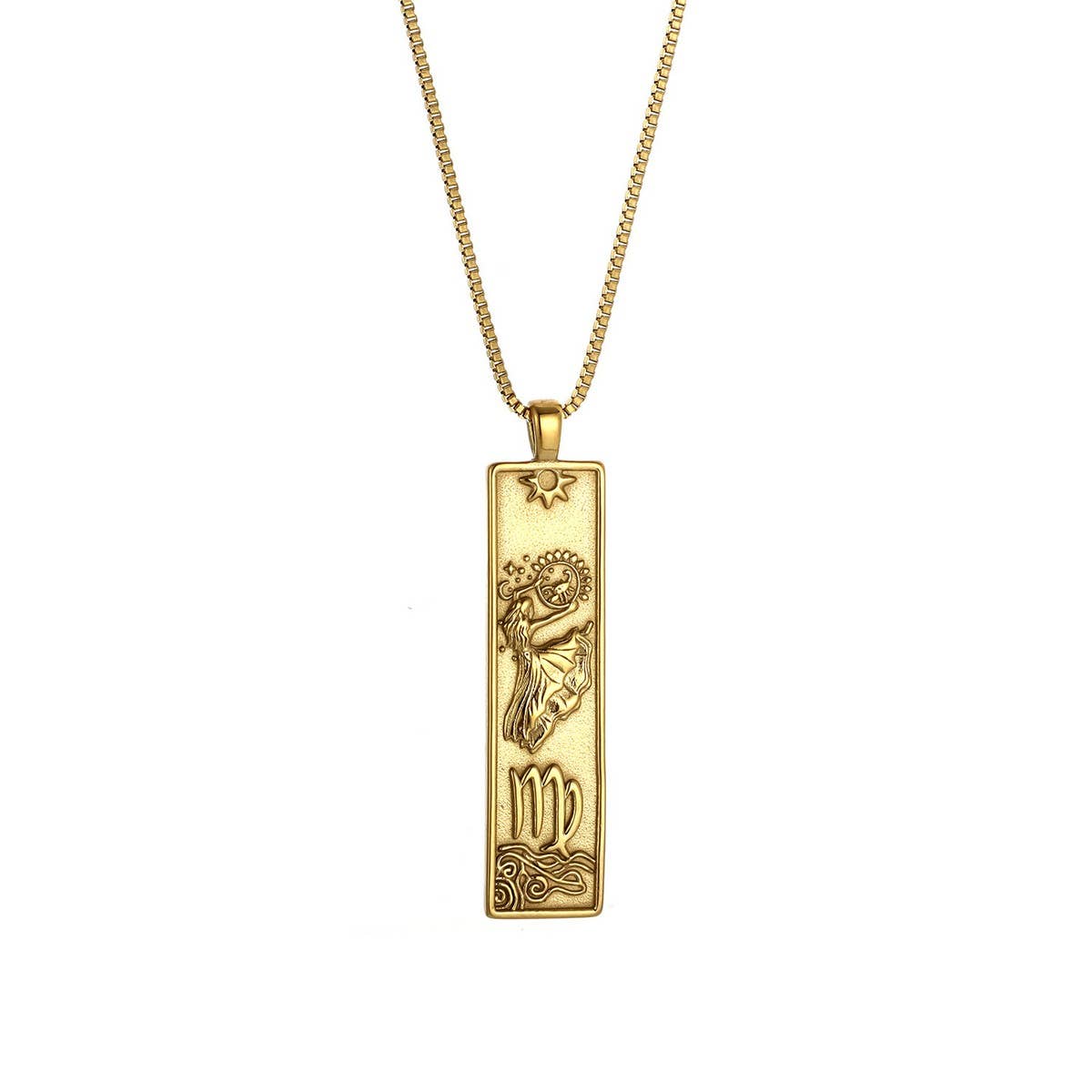 Zodiac Tag Necklace Stainless Steel Vintage Style_CWMM8868