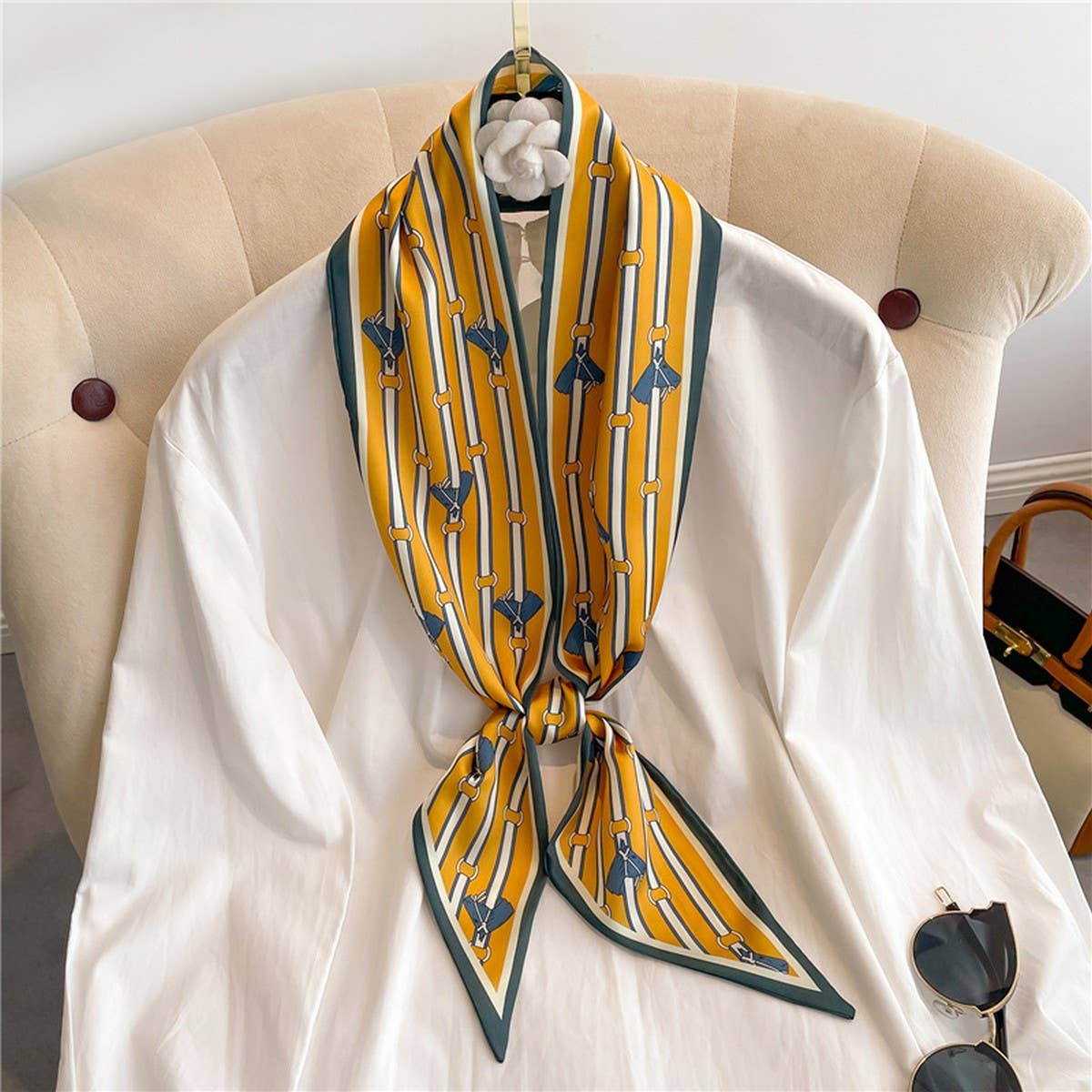 Skinny Silk Scarf for Hair, Neck or Bag Wrap_CWASC1512🎗️
