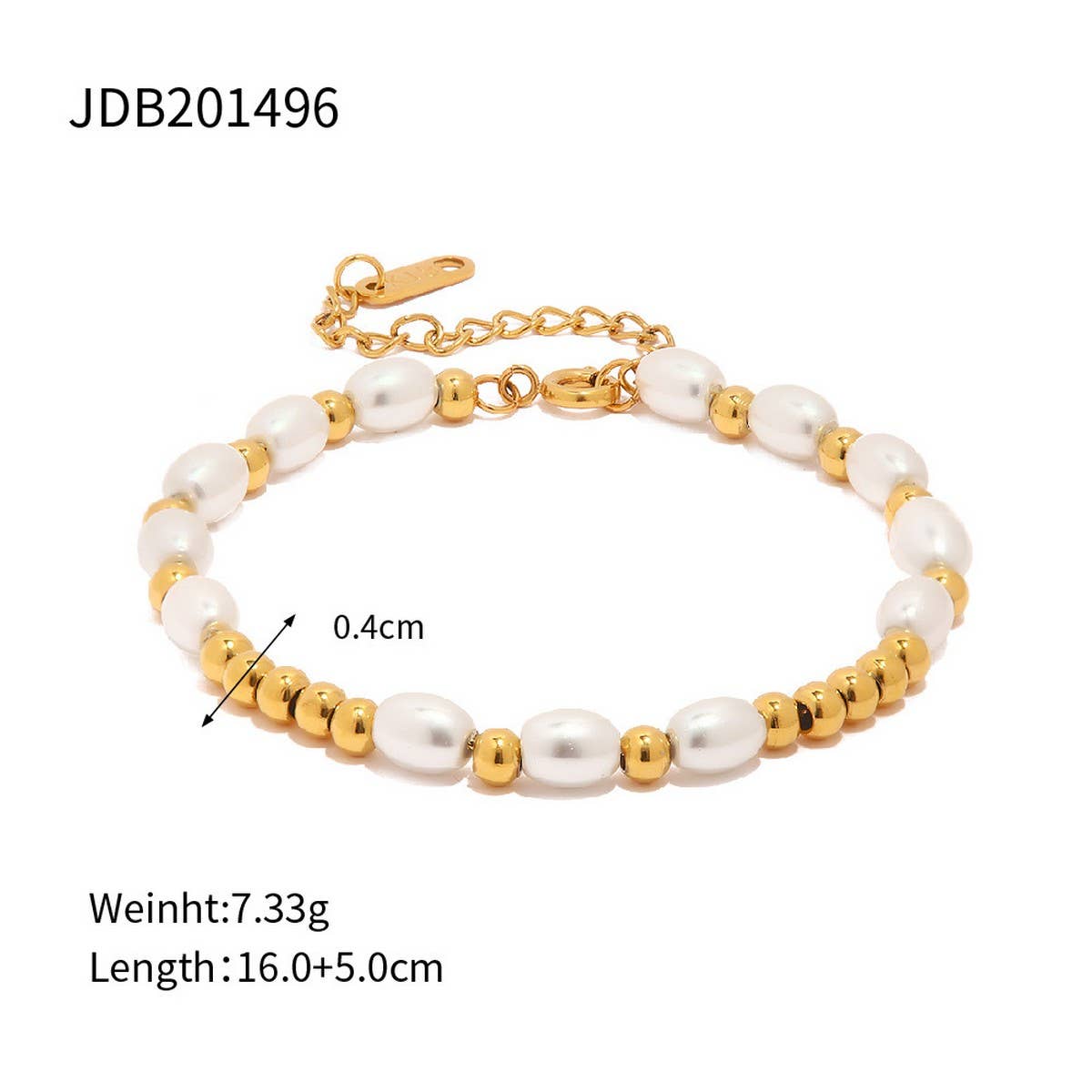 18K Gold Pearl Bracelet, No Fade Stainless Steel_CWAJE4667