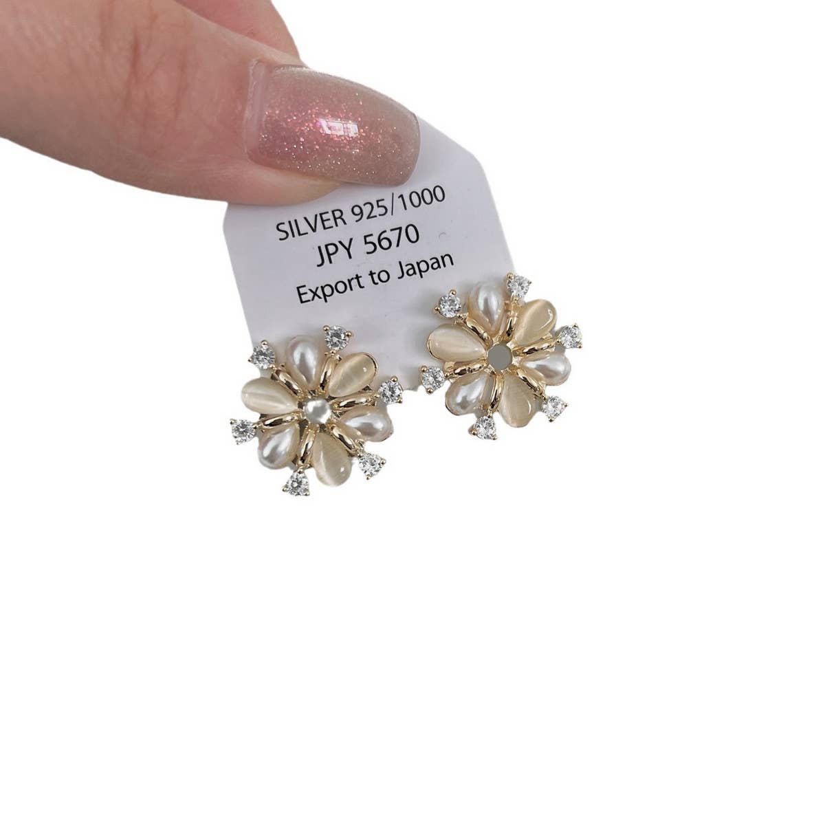 FASHIONABLE FLOWER ZIRCON STUD EARRINGS