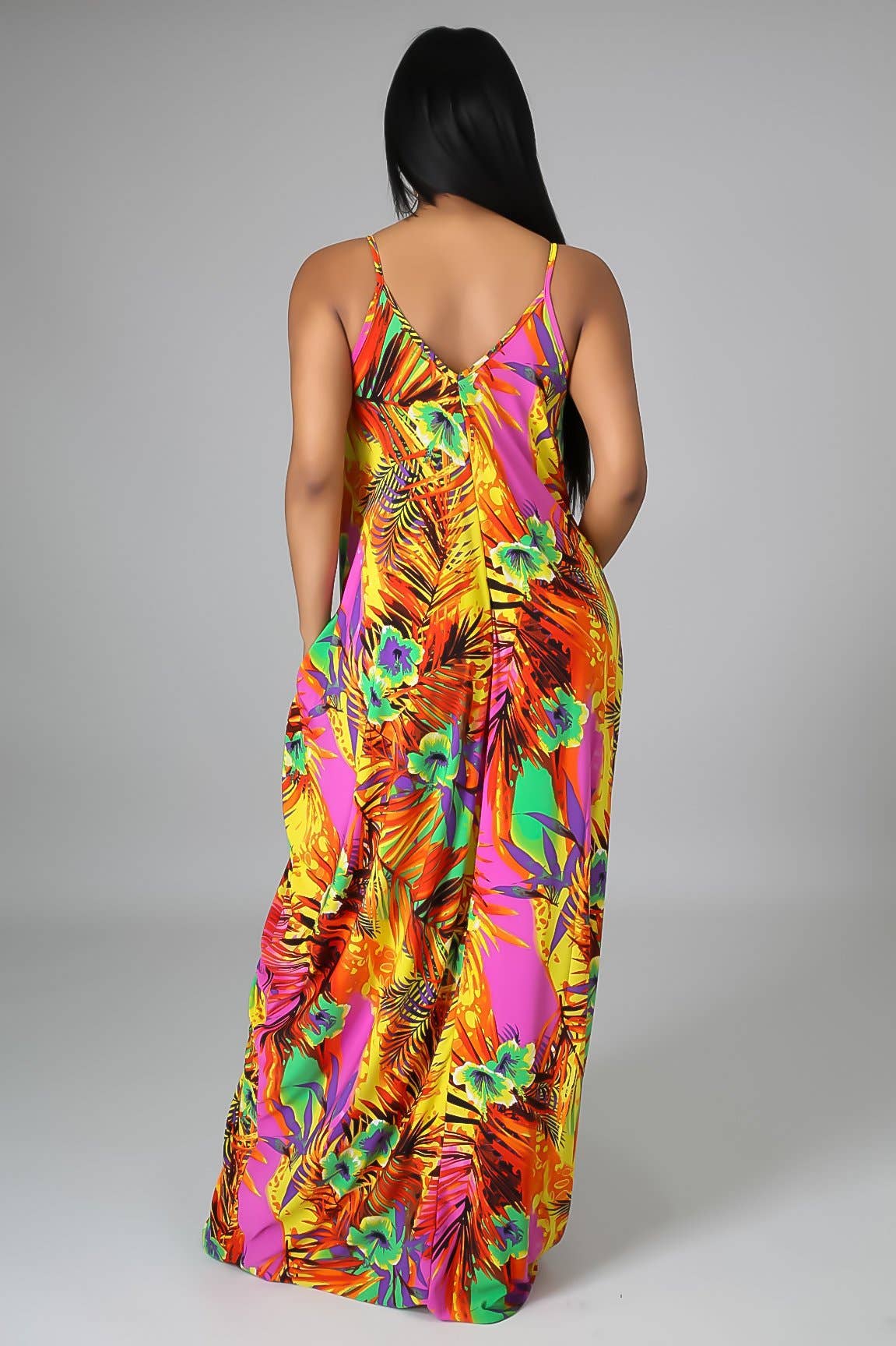 V-NECK CASUAL LOOSE SLIP DRESS