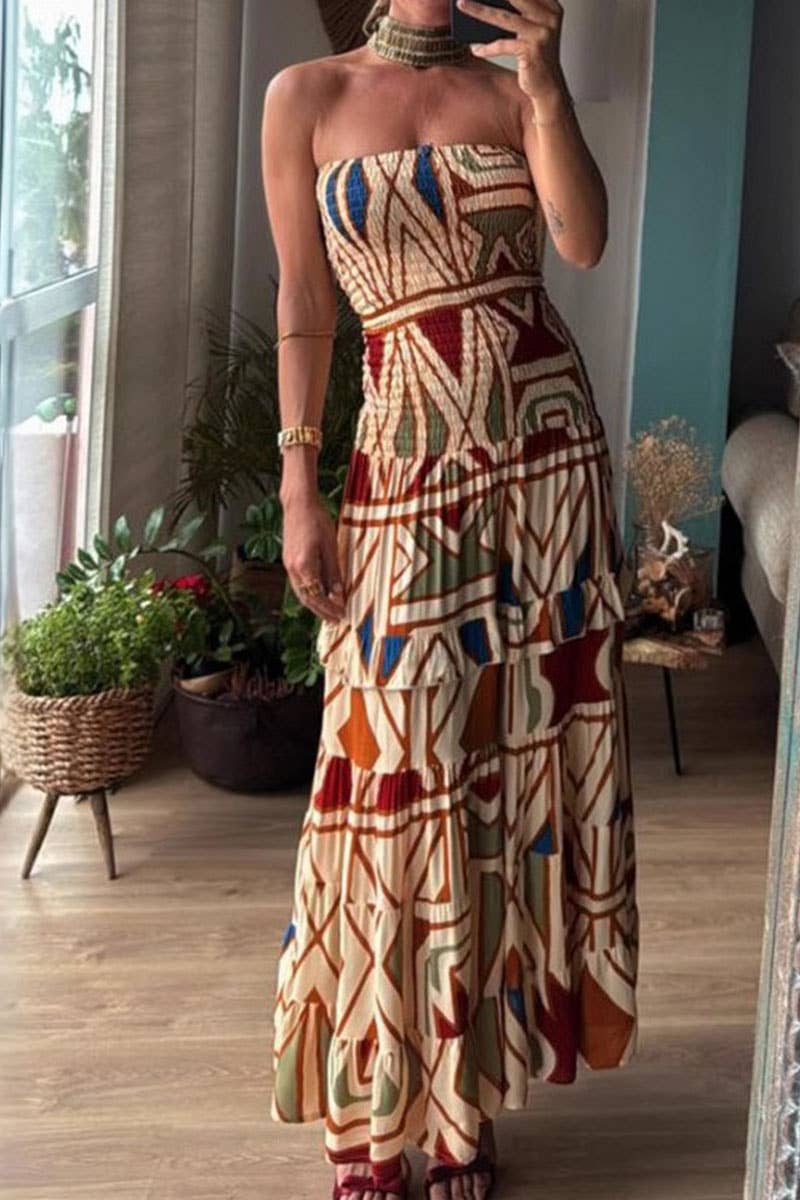 CWDMD5538_SUMMER RETRO BOHEMIAN PRINTED SLING DRESS