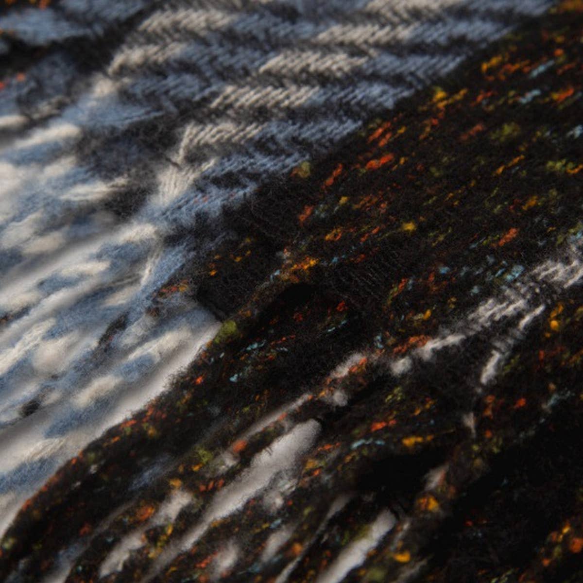 Striped Fringe Scarf ??Winter Knitted Shawl_CWASC0880