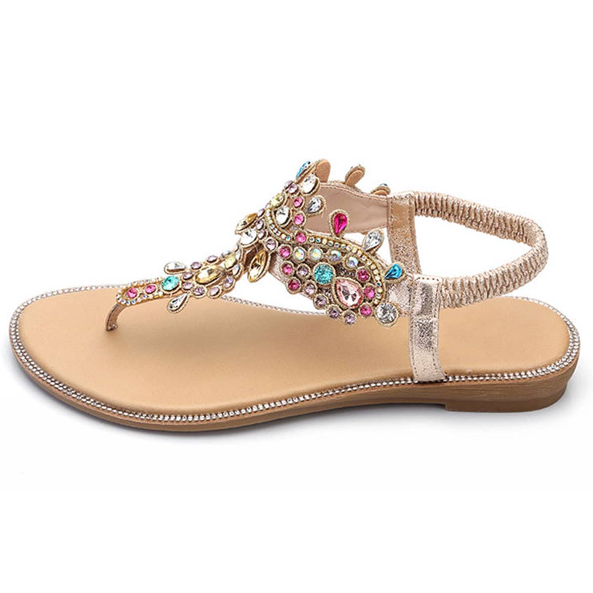 WOMAN BOHEMIAN STYLE GOLD  FLAT SANDAL