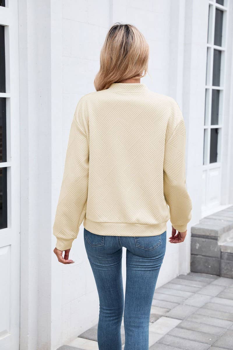 CWOCO00238_SOLID ZIP UP LONG SLEEVE CASUAL BOMBER JACKET