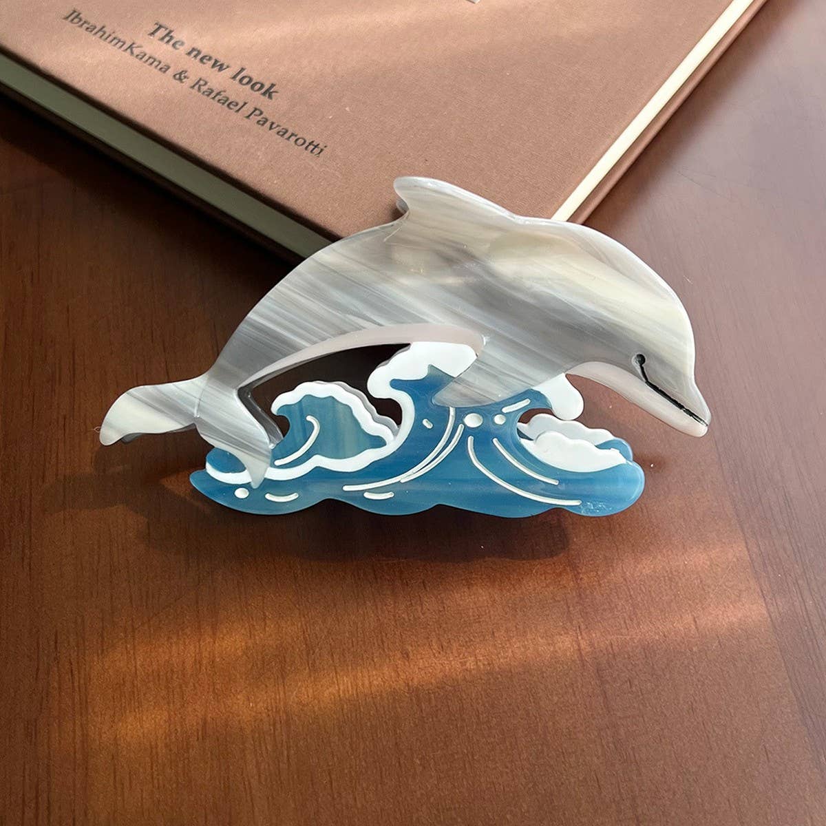 Ocean Wave Dolphin Shark Large Acetate Hair Claw_CWAHA5965