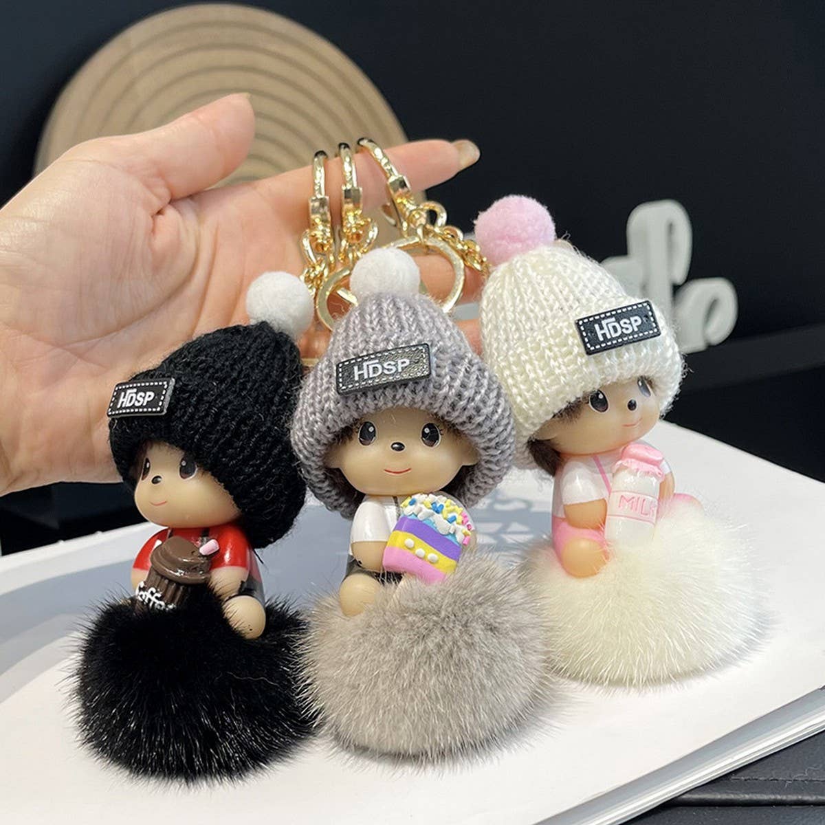 CUTE CARTOON MONCHHICHI CAR KEYCHAIN PENDANT